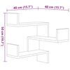vidaXL Wall Corner Shelf 2 pcs Grey 40x40x50 cm Engineered Wood