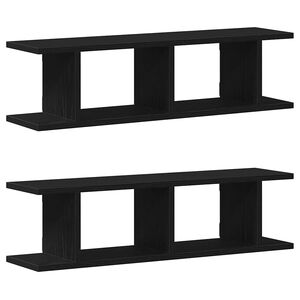 vidaXL Wall Shelves 2 pcs Black Oak 75x18x20 cm Engineered Wood