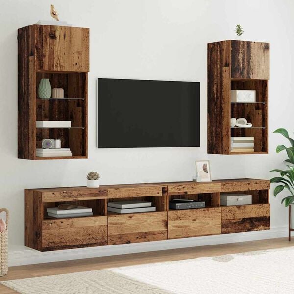 vidaXL Wall-mounted TV Cabinets 2 pcs Old Wood 40.5 x 30 x 90 cm