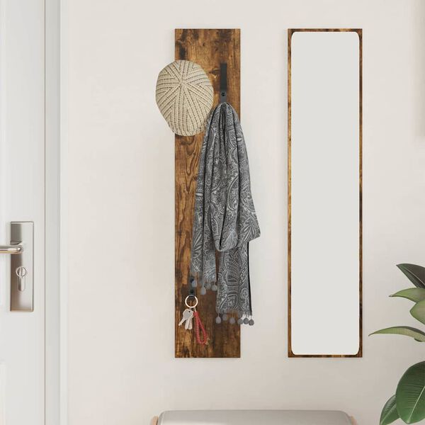 vidaXL Wall-Mounted Coat Rack Smoked oak 20 x 1.5 x 100 cm