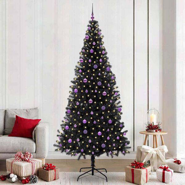 vidaXL Christmas Tree with 300 LEDs with Stand Black 240 cm PVC