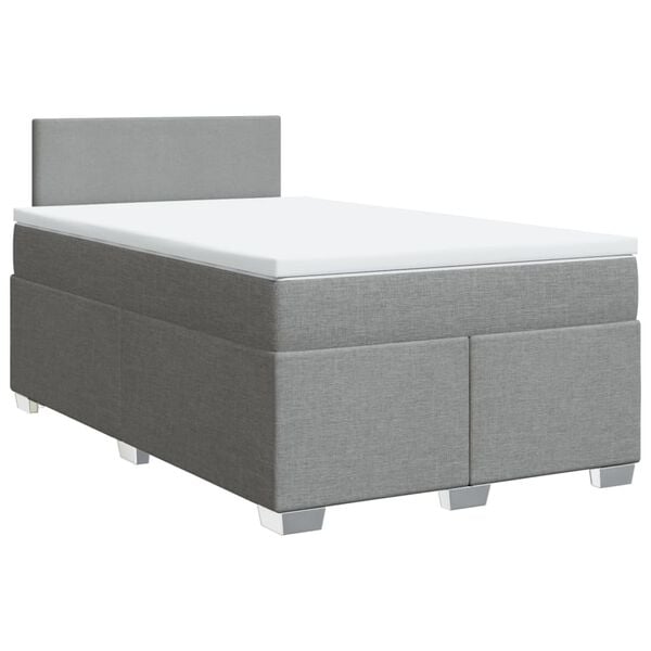 vidaXL Box Spring Bed with Mattress Light Grey 120x200 cm Fabric