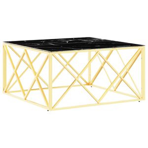 vidaXL Coffee Table Gold 80x80x40 cm Stainless Steel and Glass
