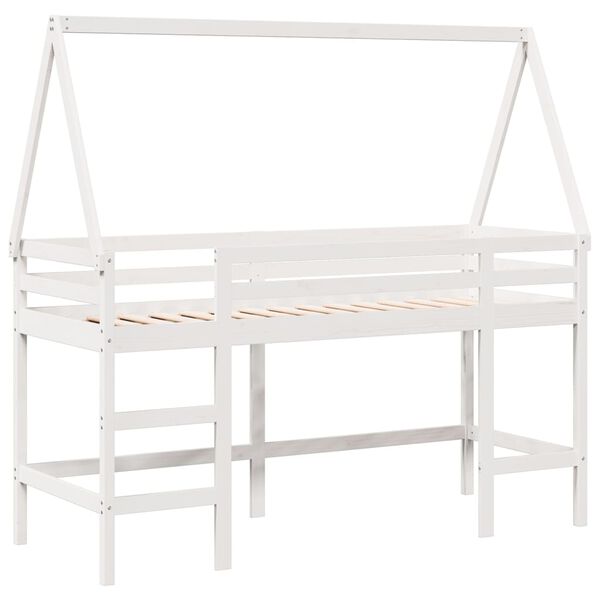 vidaXL Loft Bed with Ladder and Roof without Mattress White 80x200 cm