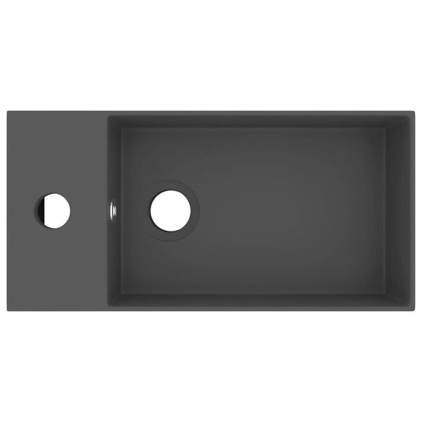 vidaXL Bathroom Sink with Overflow Ceramic Dark Grey