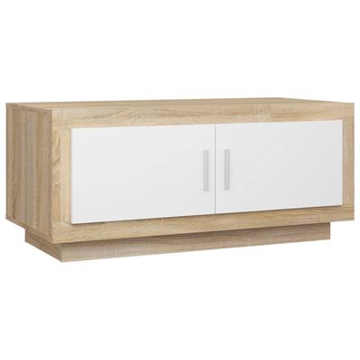 vidaXL Coffee Table White and Sonoma Oak 102x50x45 cm Engineered Wood