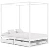 vidaXL Canopy Bed Frame without Mattress White Solid Wood 140x200 cm