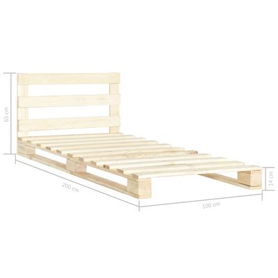 vidaXL Pallet Bed Frame Solid Pine Wood 100x200 cm