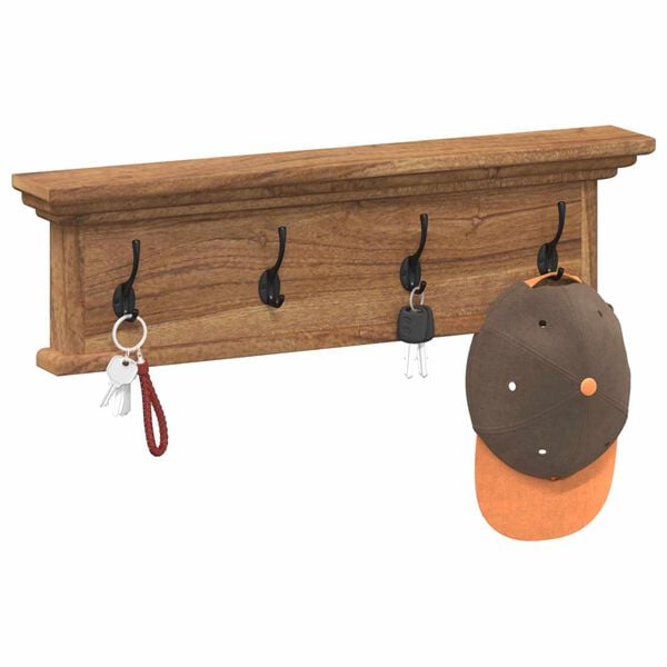 vidaXL Wall Mounted Coat Rack Natural 70 x 10 x 20 cm Solid Teak Wood