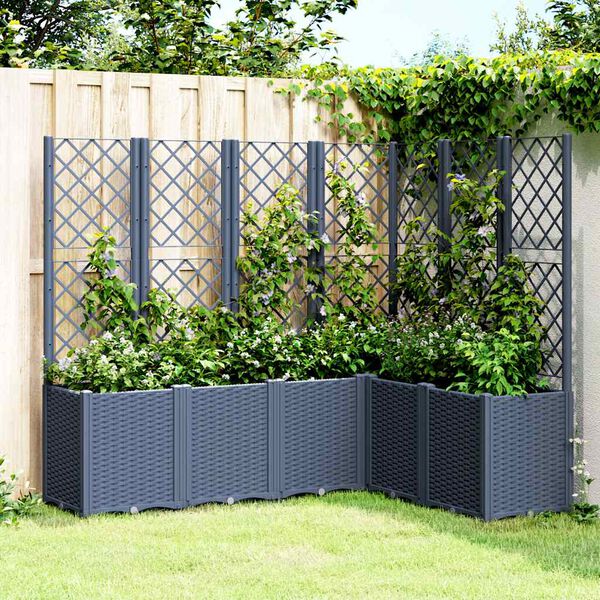 vidaXL Garden Planter with Trellis Blue Grey 160x120x140 cm PP