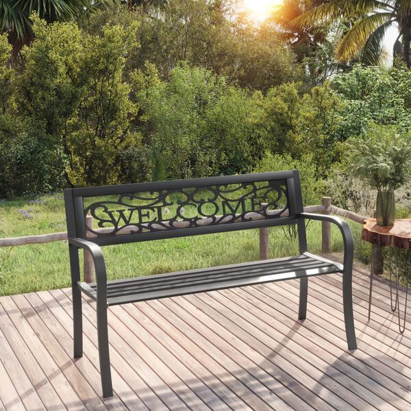 vidaXL Garden Bench 125 cm Steel Black