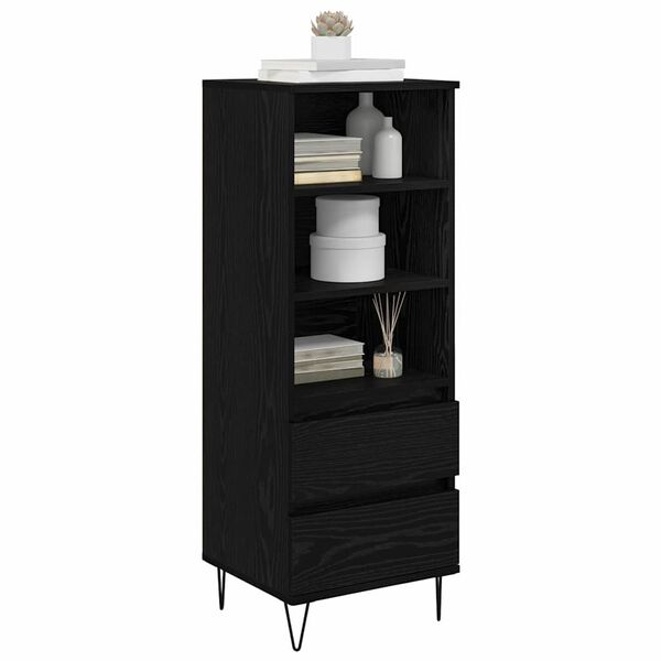 vidaXL Highboard Black Oak 40 x 36 x 110 cm Engineered Wood