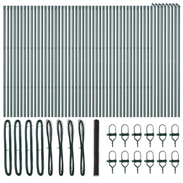 vidaXL Fence Post Grey 100 x 1.5 m (50 mm mesh) Steel and PVC