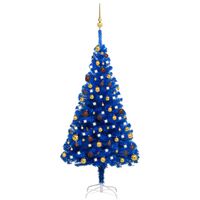 vidaXL Artificial Pre-lit Christmas Tree with Ball Set Blue 150 cm PVC