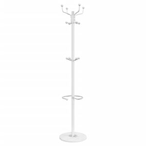 vidaXL Coat Stand with Umbrella Holder White 180 cm Powder-coated Iron