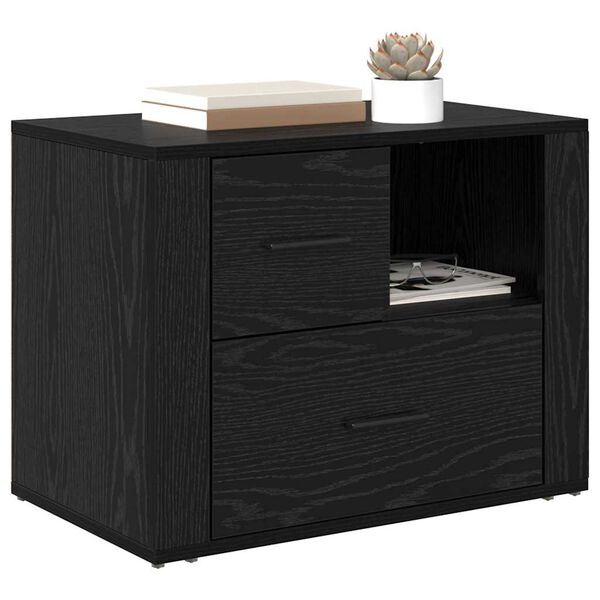 vidaXL Bedside Cabinet Black Oak 35 x 60 x 50 cm Engineered Wood
