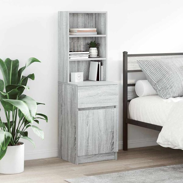 vidaXL Bedside Cabinet Grey Sonoma 39x35x125 cm Engineered Wood