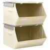 vidaXL Stackable Storage Boxes with Lid Set of 2 pcs Fabric Grey&Cream