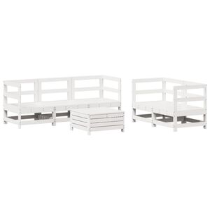 vidaXL 6 Piece Garden Sofa Set White Solid Wood Pine