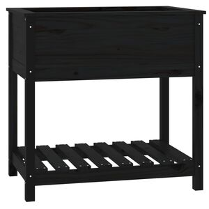 vidaXL Planter with Shelf Black 82.5x54x81 cm Solid Wood Pine