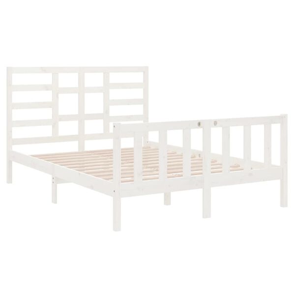 vidaXL Bed Frame without Mattress White Solid Wood 120x190 cm Small Double