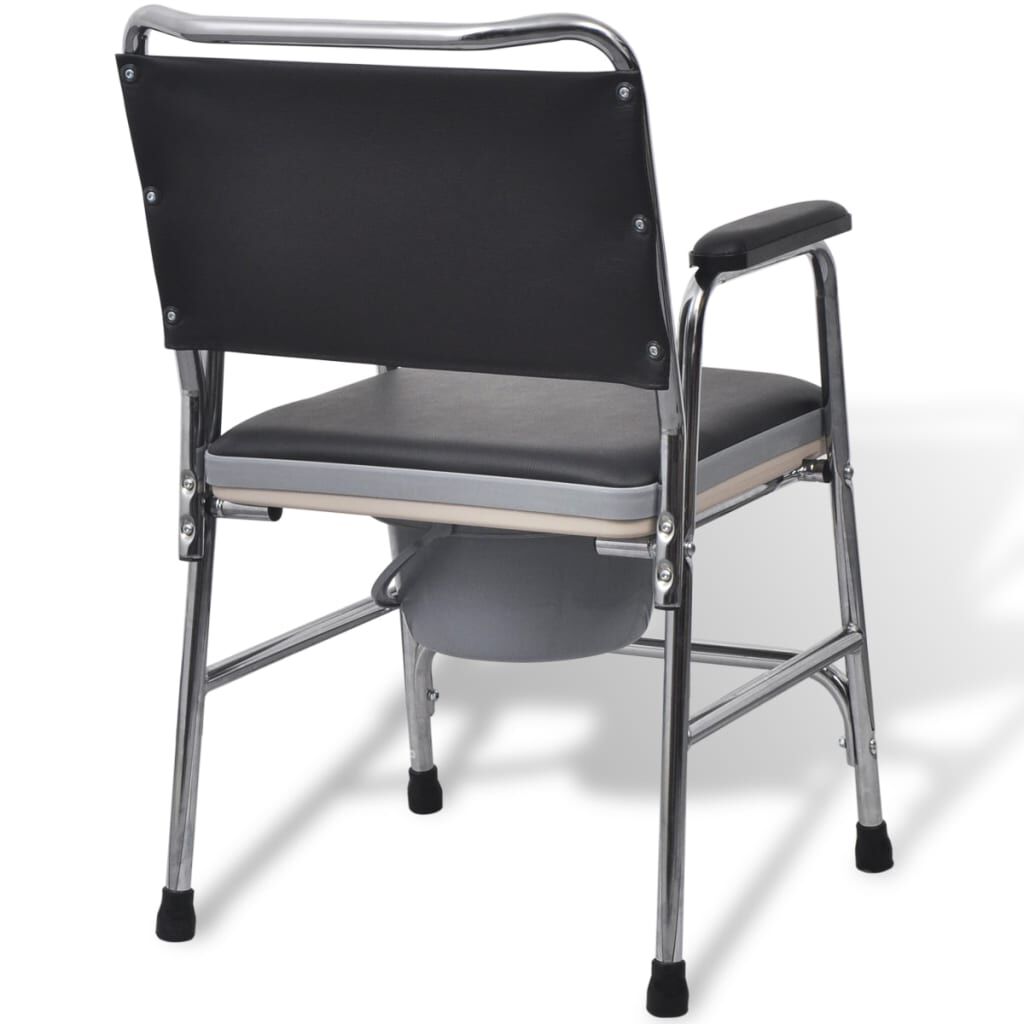 vidaXL Commode Chair Steel Black vidaXL