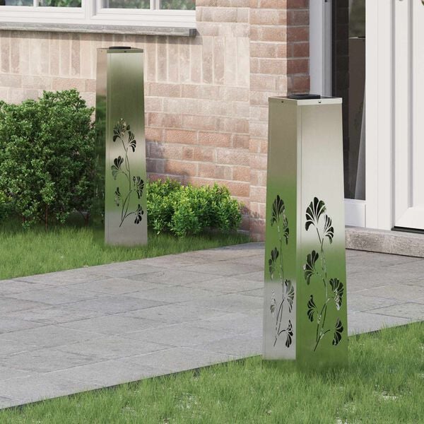 vidaXL Solar LED Pathway Light 2 pcs Galvanized Galvanized