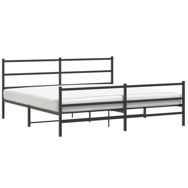 vidaXL Metal Bed Frame without Mattress with Footboard&nbsp;Black 200x200cm