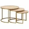 vidaXL Nesting Coffee Tables 3 pcs Brown Solid Mango Wood and Steel