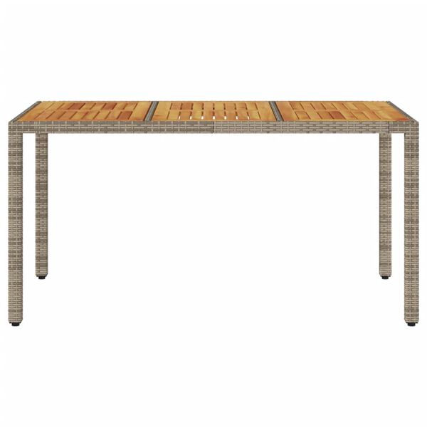 vidaXL Garden Table with Acacia Wood Top Grey 150x90x75 cm Poly Rattan