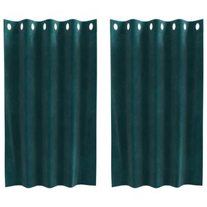 vidaXL Blackout Curtains 2 pcs Dark Green 140 x 140 cm Velvet