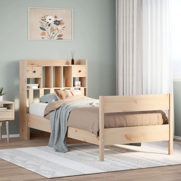 vidaXL Bookcase Bed without Mattress 90x190 cm Single Solid Wood Pine