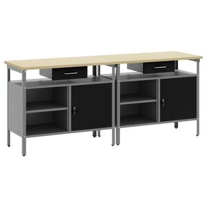vidaXL Work Bench Set 2 pcs Black Steel