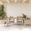 vidaXL Garden Table 150x90x75 cm Tempered Glass and Poly Rattan Beige