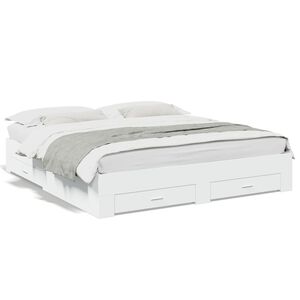 vidaXL Bed Frame with Drawers without Mattress White 200x200 cm