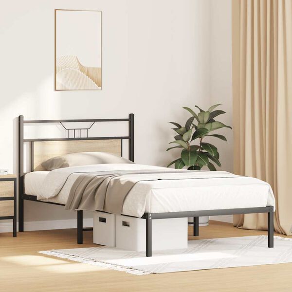 vidaXL Bed Frame without Mattress Sonoma Oak 100x190 cm Engineered Wood