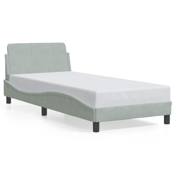 vidaXL Bed Frame "Dover" Light Grey 90x190 cm Single Velvet