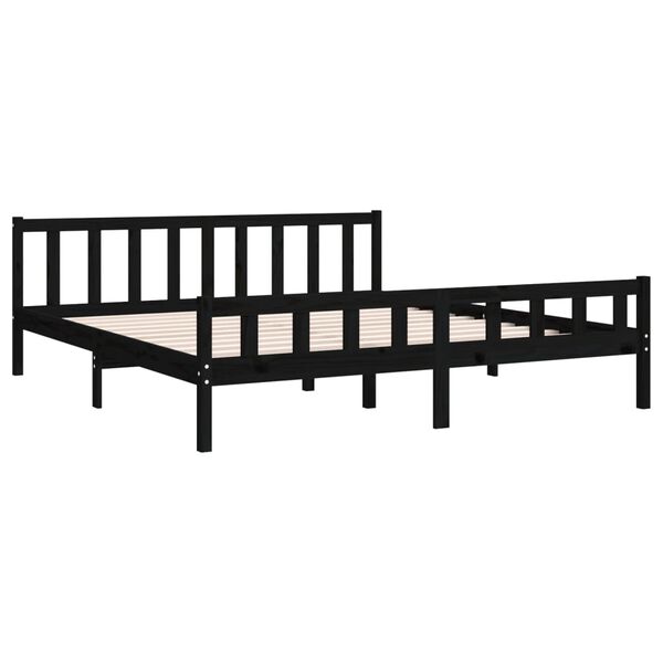 vidaXL Bed Frame without Mattress Black Solid Wood 200x200 cm
