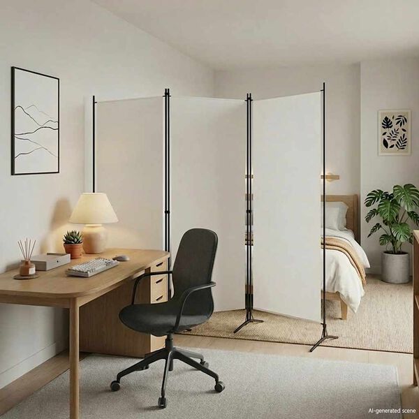 vidaXL 3-Panel Room Divider White 260x180 cm