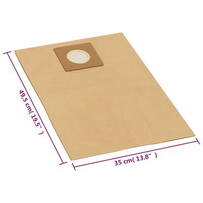 vidaXL Wet Dry Vacuum Cleaner Paper Bags 10 pcs Brown