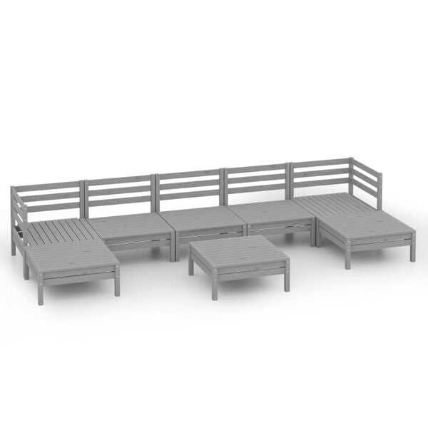 vidaXL 8 Piece Garden Lounge Set Grey Solid Wood Pine