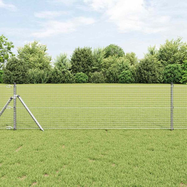 vidaXL Welded Wire Fence Silver 0.6 x 25 m