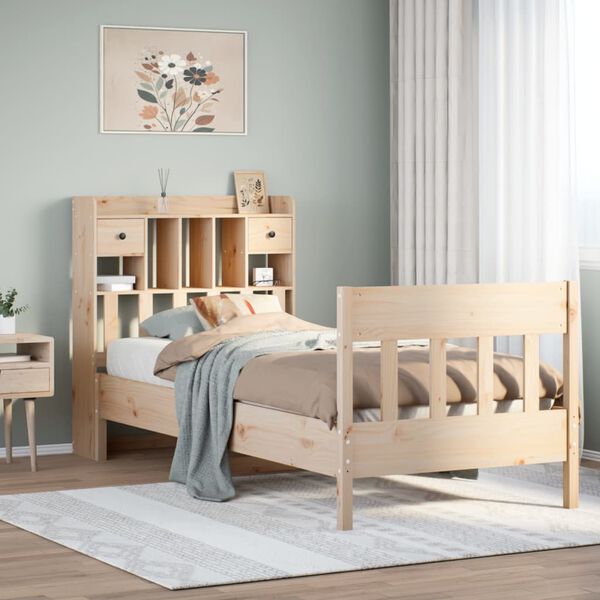 vidaXL Bed Frame without Mattress 75x190 cm Small Single Solid Wood Pine