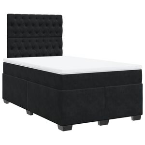 vidaXL Box Spring Bed with Mattress Black 120x190 cm Small Double Velvet