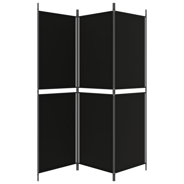 vidaXL 3-Panel Room Divider Black 150x180 cm Fabric
