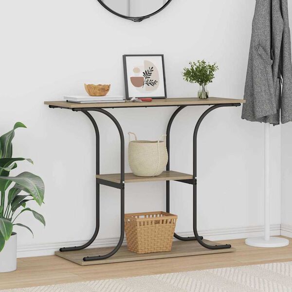 vidaXL Console Table Sonoma Oak 101 x 35 x 80.5 cm Engineered Wood
