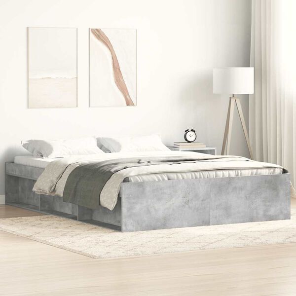 vidaXL Bed Frame without Mattress Concrete Grey 120x190 cm Small Double Small Double