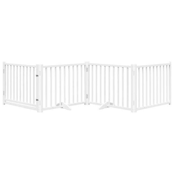 vidaXL Dog Gate with Door Foldable 4 Panels White 320 cm Solid Wood Fir