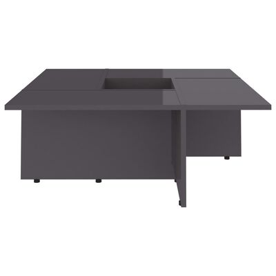 vidaXL Coffee Table High Gloss Grey 79.5x79.5x30 cm Engineered Wood