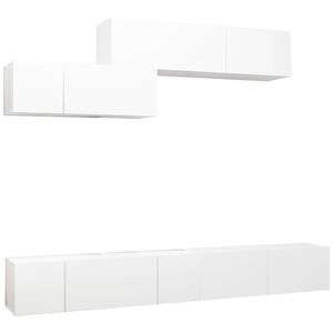 vidaXL 6 Piece TV Cabinet Set White Engineered Wood